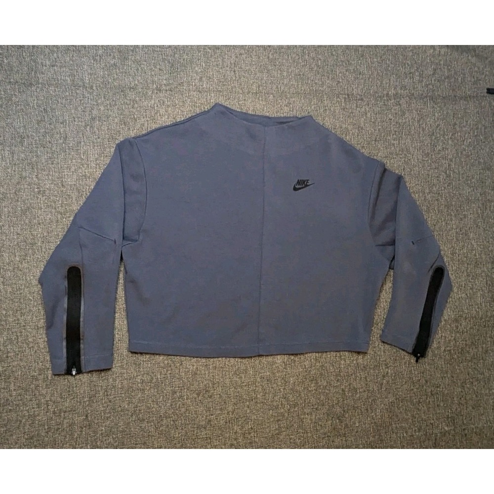 Nike Women's Small Blue Pull Over Sweatshirt Athletic Long Sleeve crop Pockets